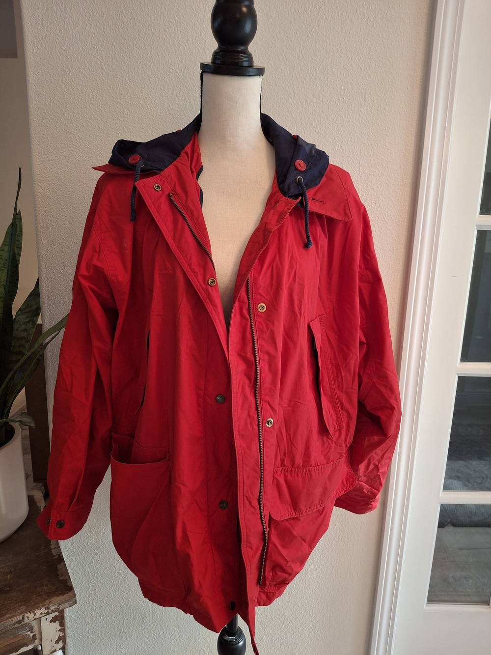 London Fog Red Hooded Raincoat Fisherman Vibes
